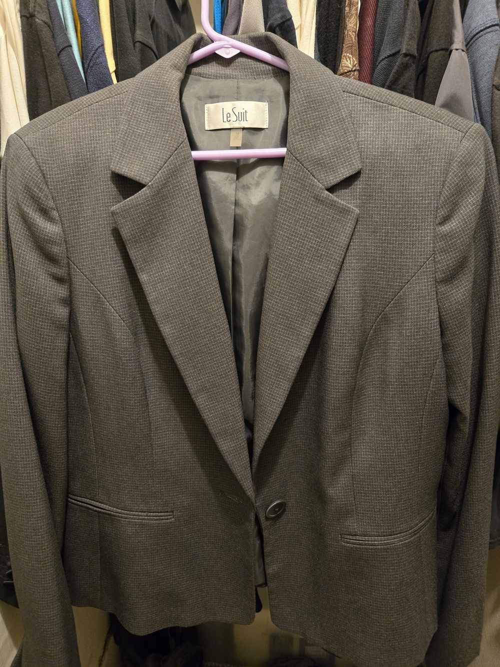 Le Suit Women’s Gray Tweed Blazer